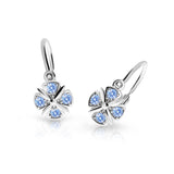 Dětské náušnice Danfil C2245 z bílého zlata s kamínky Arctic Blue, zapínání brizura