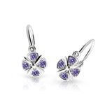 Dětské náušnice Danfil C2245 z bílého zlata s kamínky Amethyst, zapínání brizura