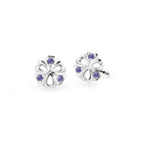 Dětské náušnice Danfil kytičky C2230 z bílého zlata s kamínky Amethyst, zapínání balónek