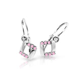 Dětské náušnice Danfil C2268 z bílého zlata s kamínky Pink, zapínání brizura