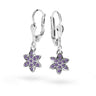 Dětské visací náušnice Danfil kytičky C2206 z bílého zlata s kamínky Amethyst, zapínání klapka