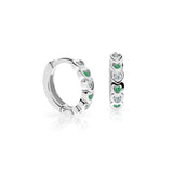 Dětské náušnice Danfil kroužky C3339 z bílého zlata s kamínky Emerald Green