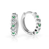 Dětské náušnice Danfil kroužky C3341 z bílého zlata s kamínky Emerald Green