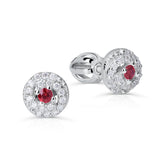 Zlaté dámské náušnice DF 3159, rubín s diamanty, bílé zlato