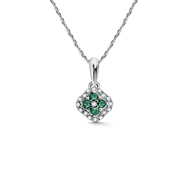 Zlatý dámský přívěsek DF 3319, bílé zlato, smaragdy s diamanty