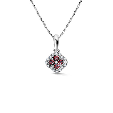 Zlatý dámský přívěsek DF 3319, bílé zlato, rubíny s diamanty