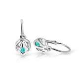 Dětské náušnice Danfil C2265 z bílého zlata s kamínkem Mint Green, zapínání brizura