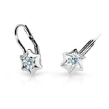 Dětské náušnice Danfil hvězdičky C2159 z bílého zlata s kamínkem White, zapínání klapka
