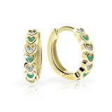 Dětské náušnice Danfil kroužky C3341 ze žlutého zlata s kamínky Emerald Green