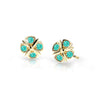 Dětské náušnice Danfil C2245 ze žlutého zlata s kamínky Mint Green, zapínání balónek