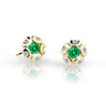Dětské náušnice Danfil kytičky C2178 ze žlutého zlata s kamínkem Emerald Green, zapínání balónek