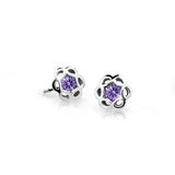 Dětské náušnice Danfil kytičky C2179 z bílého zlata s kamínkem Amethyst, zapínání balónek