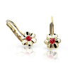 Dětské náušnice Danfil kytičky C1736 ze žlutého zlata s kamínkem Ruby Dark, zapínání klapka