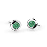 Dětské náušnice Danfil C1537 z bílého zlata s kamínkem Emerald Green, zapínání puzeta