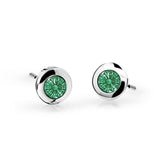 Dětské náušnice Danfil C1537 z bílého zlata s kamínkem Emerald Green, zapínání puzeta