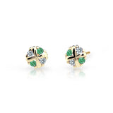 Dětské náušnice Danfil C2153 ze žlutého zlata s kamínky Emerald Green, zapínání balónek