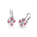 Dětské náušnice Danfil C2245 z bílého zlata s kamínky Tcf Red, zapínání klapka