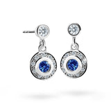 Dětské visací náušnice Danfil C2400 z bílého zlata s kamínkem Dark Blue, zapínání balónek