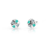 Dětské náušnice Danfil C2153 z bílého zlata s kamínky Mint Green, zapínání balónek