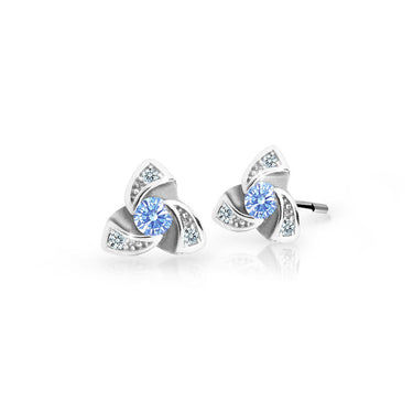 Dětské náušnice Danfil C2203 z bílého zlata s kamínkem Arctic Blue, zapínání balónek
