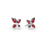 Dětské náušnice Danfil C2259 z bílého zlata s kamínky Ruby Dark, zapínání puzeta
