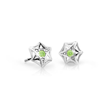 Dětské náušnice Danfil C2209 z bílého zlata s kamínkem Peridot Green, zapínání balónek