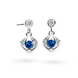 Dětské visací náušnice Danfil C2217 z bílého zlata s kamínkem Dark Blue, zapínání balónek