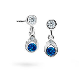 Dětské visací náušnice Danfil kapky C1898 z bílého zlata s kamínkem Dark Blue, zapínání balónek