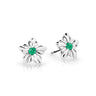 Dětské náušnice Danfil kytičky C2238 z bílého zlata s kamínkem Emerald Green, zapínání balónek