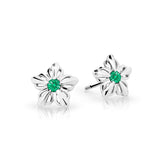 Dětské náušnice Danfil kytičky C2238 z bílého zlata s kamínkem Emerald Green, zapínání balónek