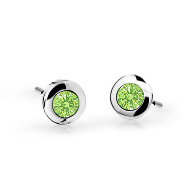 Dětské náušnice Danfil C1537 z bílého zlata s kamínkem Peridot Green, zapínání balónek
