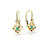 Dětské náušnice Danfil C2258 ze žlutého zlata s kamínkem Emerald Green, zapínání brizura