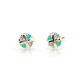 Dětské náušnice Danfil C2153 ze žlutého zlata s kamínky Mint Green, zapínání balónek
