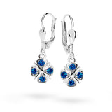 Dětské visací náušnice Danfil C2245 z bílého zlata s kamínky Dark Blue, zapínání klapka