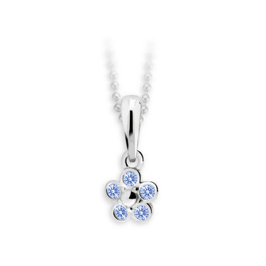 Dětský přívěsek Danfil kytička C2744 z bílého zlata s kamínky Arctic Blue