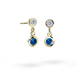 Dětské visací náušnice Danfil C1537 ze žlutého zlata s kamínkem Dark Blue, zapínání balónek