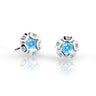 Dětské náušnice Danfil kytičky C2178 z bílého zlata s kamínkem Arctic Blue, zapínání puzeta