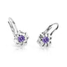 Dětské náušnice Danfil kytičky C2208 z bílého zlata s kamínkem Amethyst, zapínání klapka