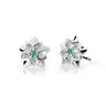 Dětské náušnice Danfil kytičky C2210 z bílého zlata s kamínkem Emerald Green, zapínání balónek
