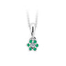 Dětský přívěsek Danfil kytičky C2152 z bílého zlata s kamínky Emerald Green