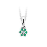 Dětský přívěsek Danfil kytičky C2152 z bílého zlata s kamínky Emerald Green