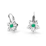 Dětské náušnice Danfil kytičky C2238 z bílého zlata s kamínkem Emerald Green, zapínání klapka