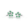 Dětské náušnice Danfil kytičky C2744 z bílého zlata s kamínky Emerald Green, zapínání balónek