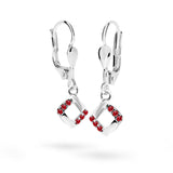 Dětské visací náušnice Danfil C2268 z bílého zlata s kamínky Ruby Dark, zapínání klapka