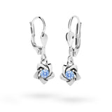 Dětské visací náušnice Danfil C2201 z bílého zlata s kamínkem Arctic Blue, zapínání klapka