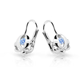 Dětské náušnice Danfil C2218 z bílého zlata s kamínkem Arctic Blue, zapínání klapka