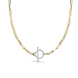 Zlatý náhrdelník DF 5849, kombinace žlutého a bílého zlata, s brilianty