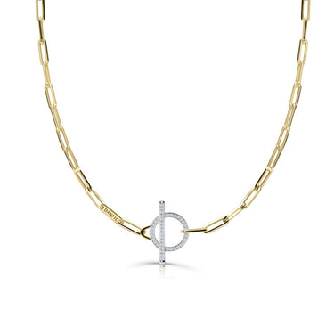 Zlatý náhrdelník DF 5849, kombinace žlutého a bílého zlata, s brilianty