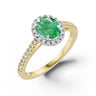 Zlatý dámský prsten DF 5888 v kombinaci žlutého a bílého zlata, smaragd s diamanty