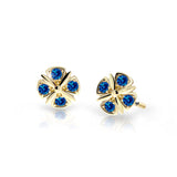 Dětské náušnice Danfil C2245 ze žlutého zlata s kamínky Dark Blue, zapínání balónek
